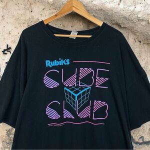 Rubik’s Cube Club Neon Sign Graphic Oversized Boxy Crewneck Short Sleeve T Shirt